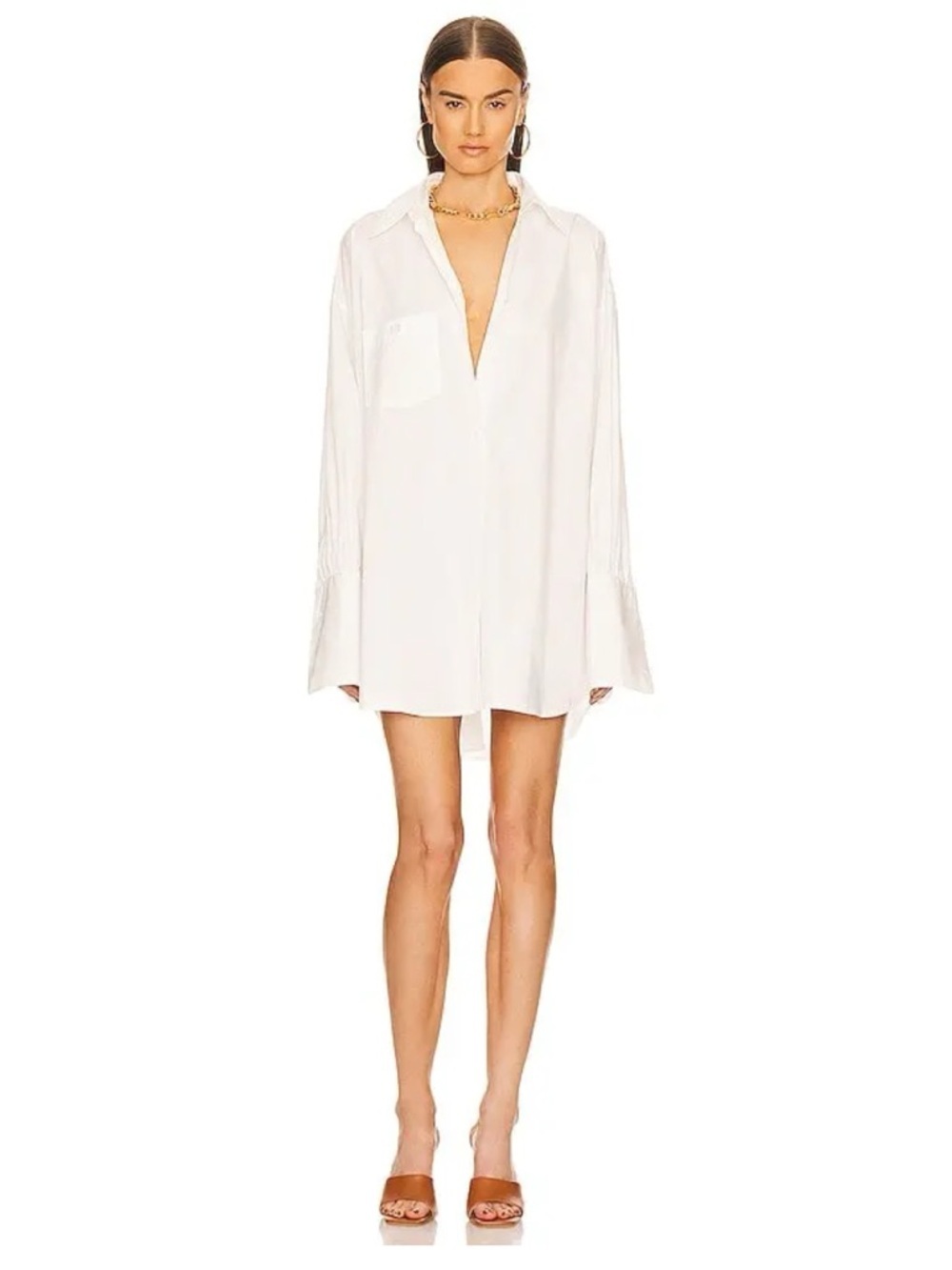 Helsa Cotton Poplin Oversized Shirt in White One Size